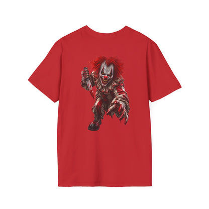 Horror Clown Graphic T-Shirt — Creepy Red Pennywise Style Back Print - Personalized