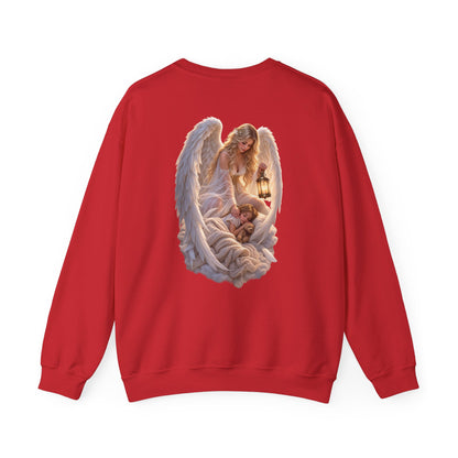 Angel Embrace Crewneck Sweatshirt — Serene Guardian Back Print - personalized