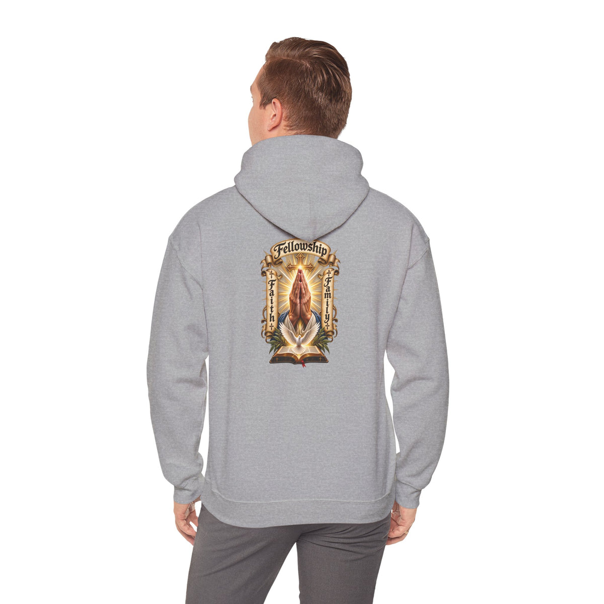Prayer Hands Hoodie — Vintage Sacred Heart Religious Hoodie - Personalized