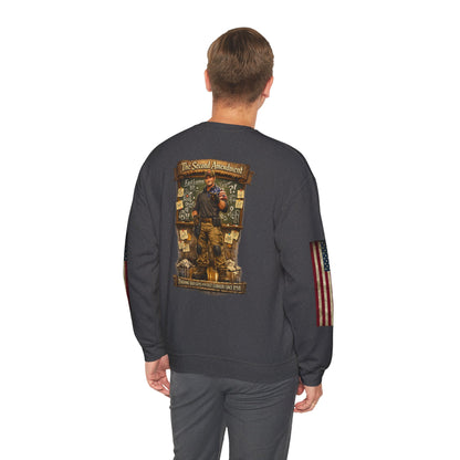 Patriotic Veteran Tribute Crewneck Sweatshirt — American Flag Sleeves & Military Honor Back Print - Personalized
