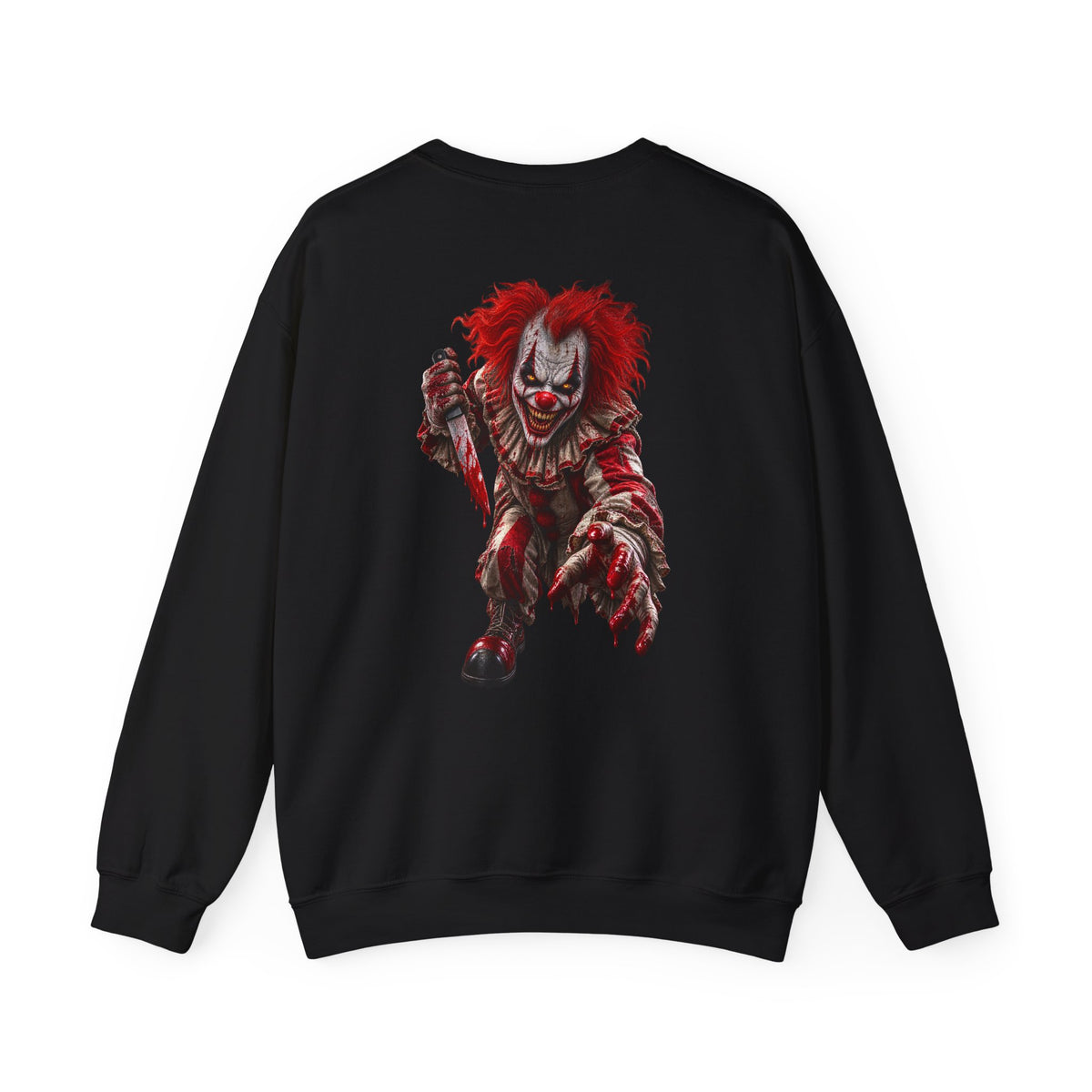 Horror Clown Graphic Sweatshirt — Creepy Red Pennywise Style Back Print - Personalized