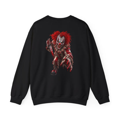 Horror Clown Graphic Sweatshirt — Creepy Red Pennywise Style Back Print - Personalized