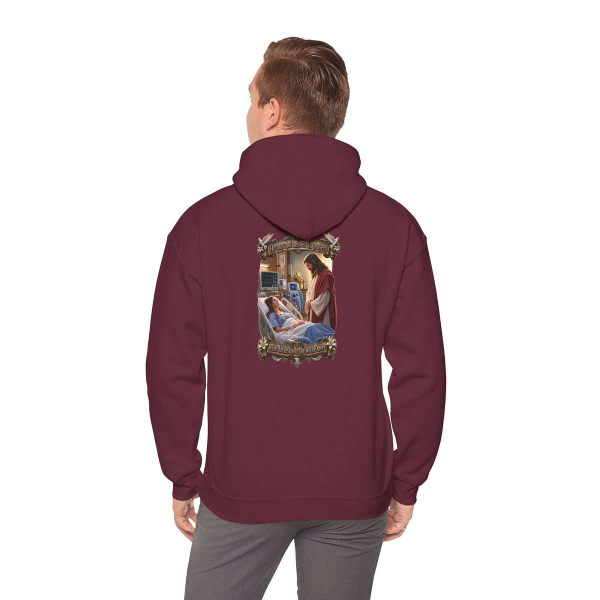 Religious Prayer Hoodie – Comforting Hospital Scene Pullover - Personalized