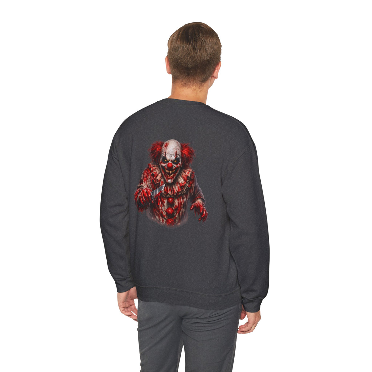 Horror Clown Bear Sweatshirt — Creepy Bloodied Teddy Graphic Sweatshirt