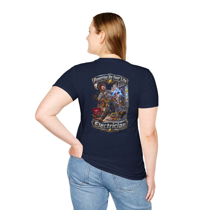 Funny Electrician T-Shirt — 'Powering Up Your Life' Tradesman Gift
