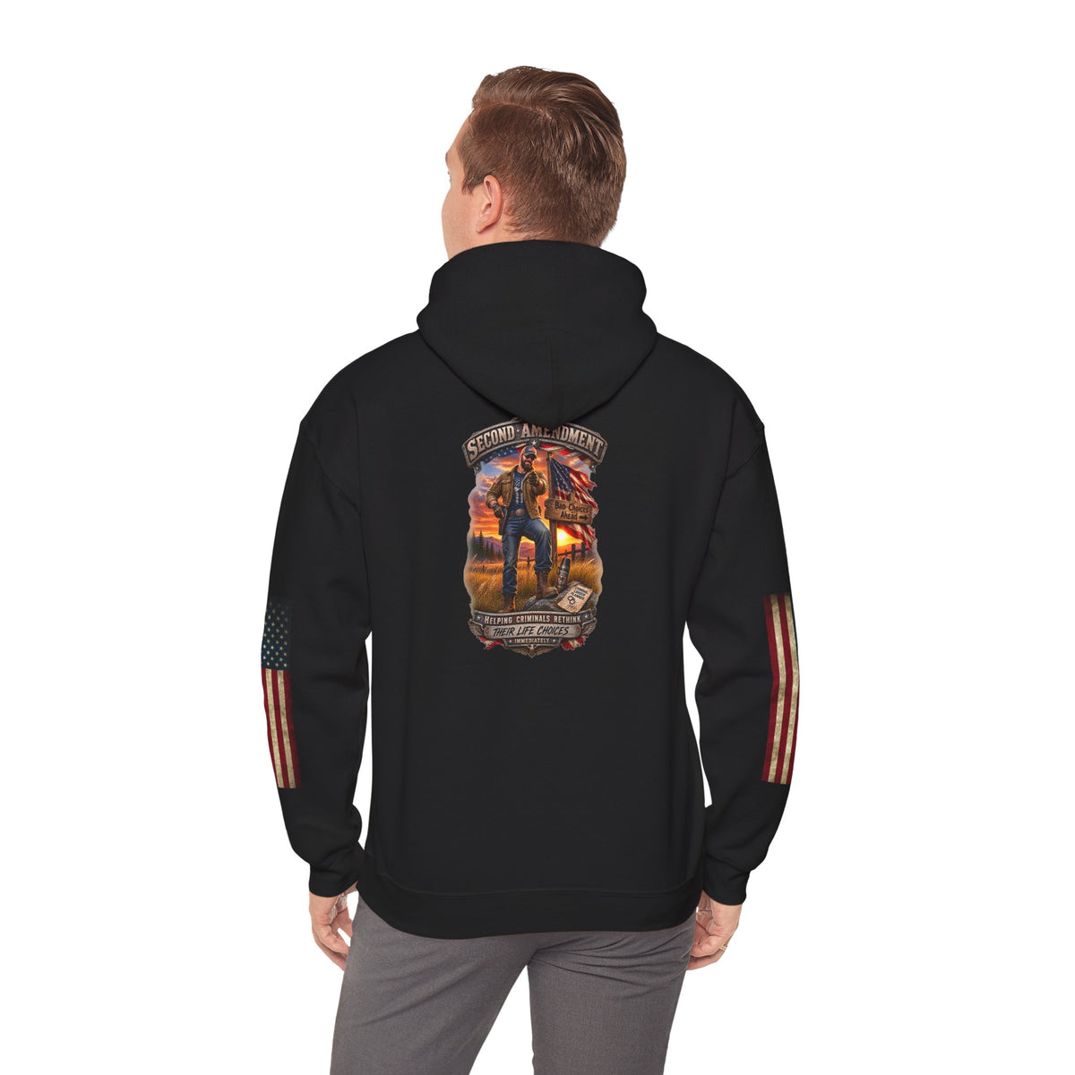 Veteran Tribute Hoodie — American Flag Sleeve Patriotic Military Hoodie - Personalized
