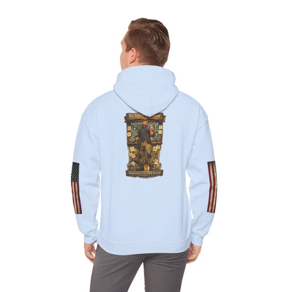 Patriotic Veteran Tribute Hoodie — American Flag Sleeves & Military Honor Back Print