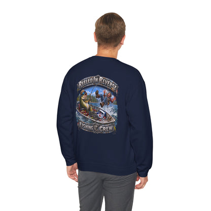 Fishing Crewneck Sweatshirt — "Reeled in Reverse" Graphic
