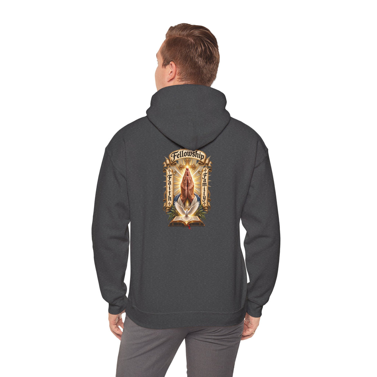 Prayer Hands Hoodie — Vintage Sacred Heart Religious Hoodie - Personalized