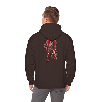 Horror Clown Graphic Hoodie — Creepy Red Pennywise Style Back Print