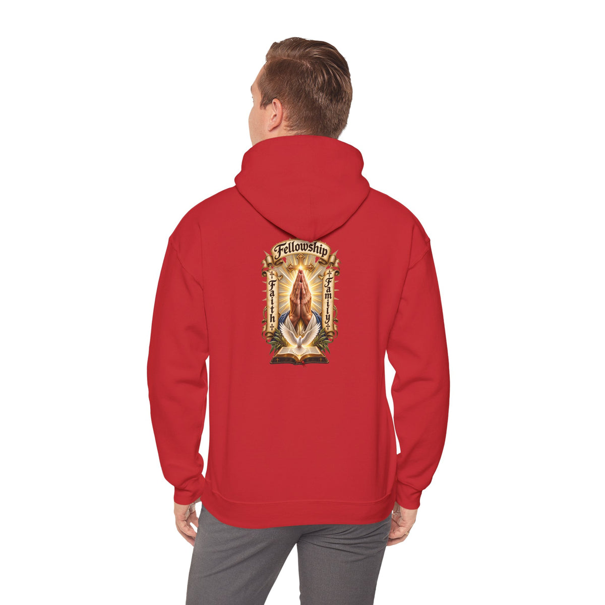 Prayer Hands Hoodie — Vintage Sacred Heart Religious Hoodie - Personalized