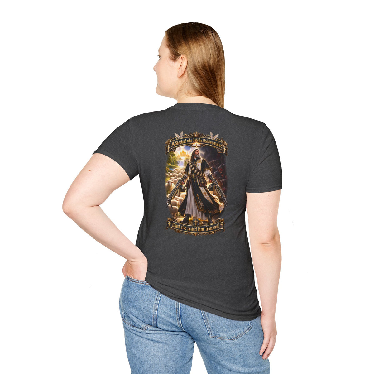 Hoodie: Gothic Angel Guardian Back Print T-Shirt – Dark Fantasy Streetwear