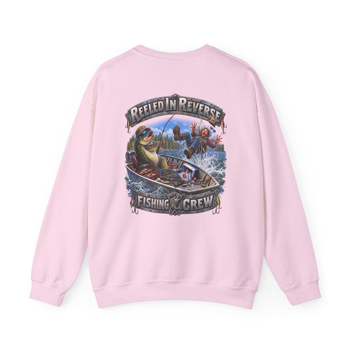 Fishing Crewneck Sweatshirt — "Reeled in Reverse" Graphic - Personalized