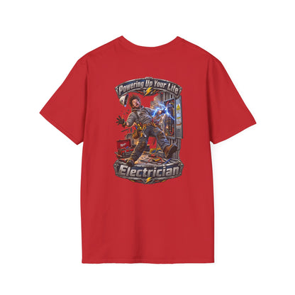Funny Electrician Crewneck T-Shirt — 'Powering Up Your Life' Tradesman Gift - Personalized