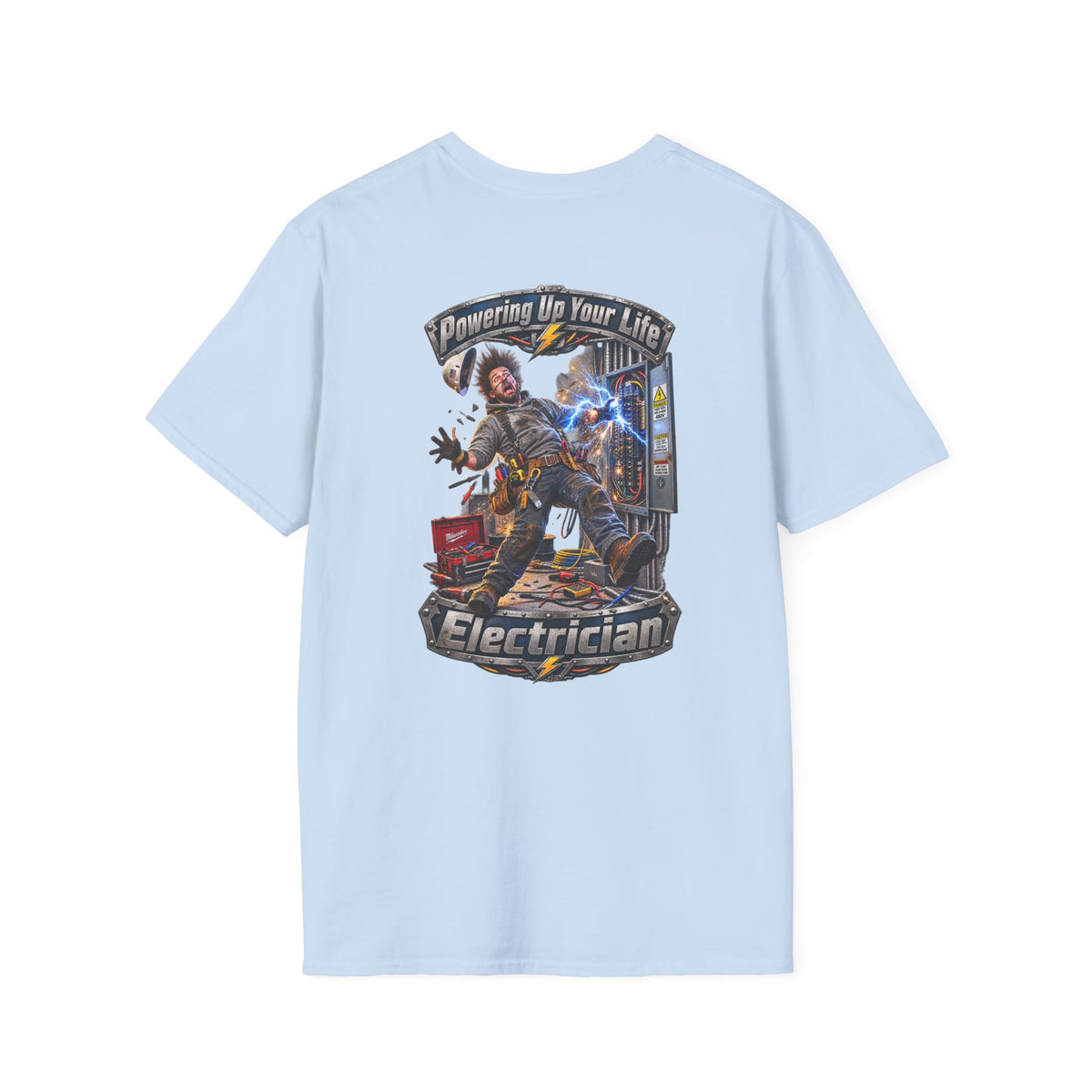 Funny Electrician Crewneck T-Shirt — 'Powering Up Your Life' Tradesman Gift - Personalized