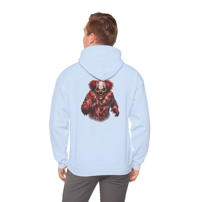 Horror Clown Bear Hoodie — Creepy Bloodied Teddy Graphic Sweatshirt