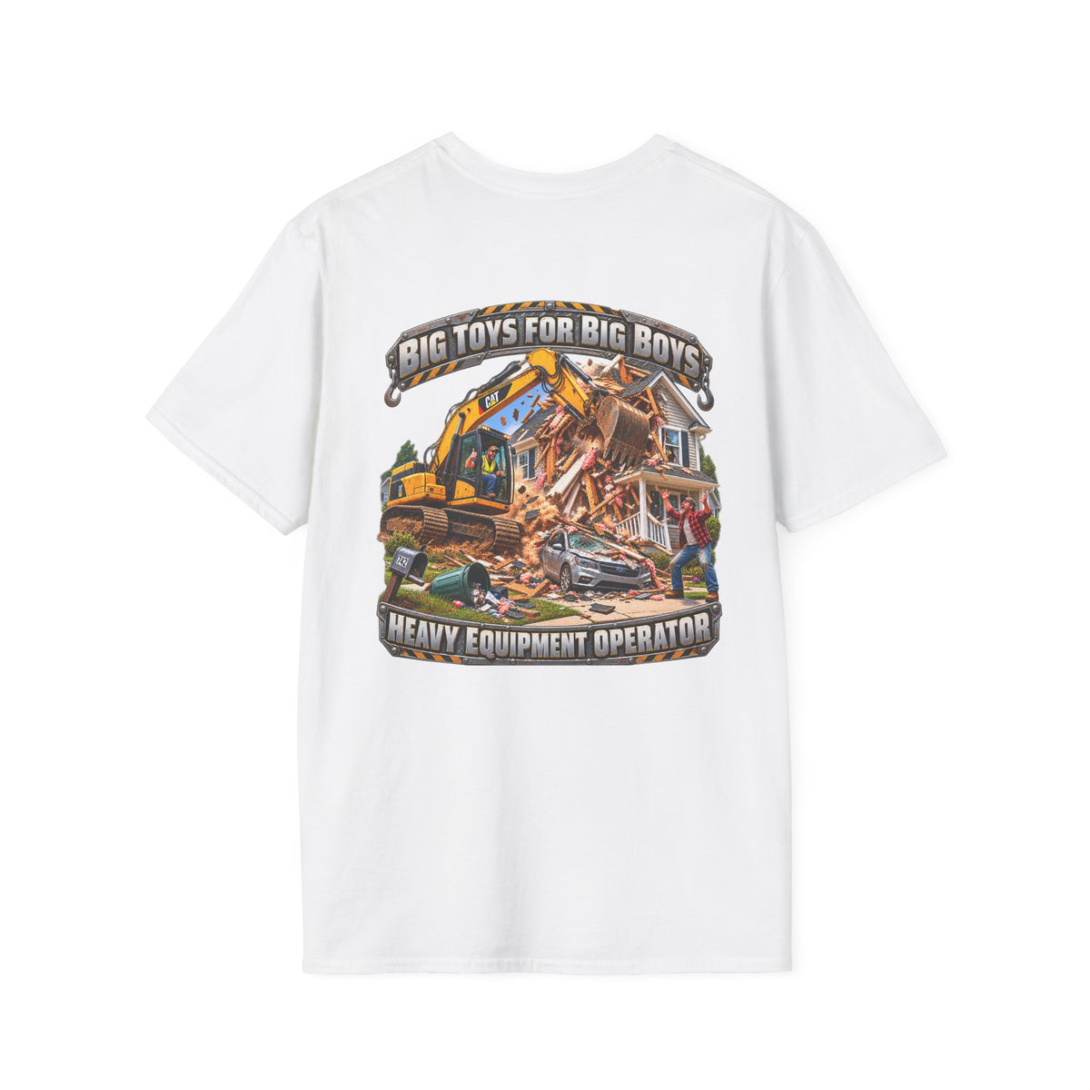 Funny Heavy Equipment Operator T-Shirt — "Big Toys for Big Boys" Construction Truck Graphic