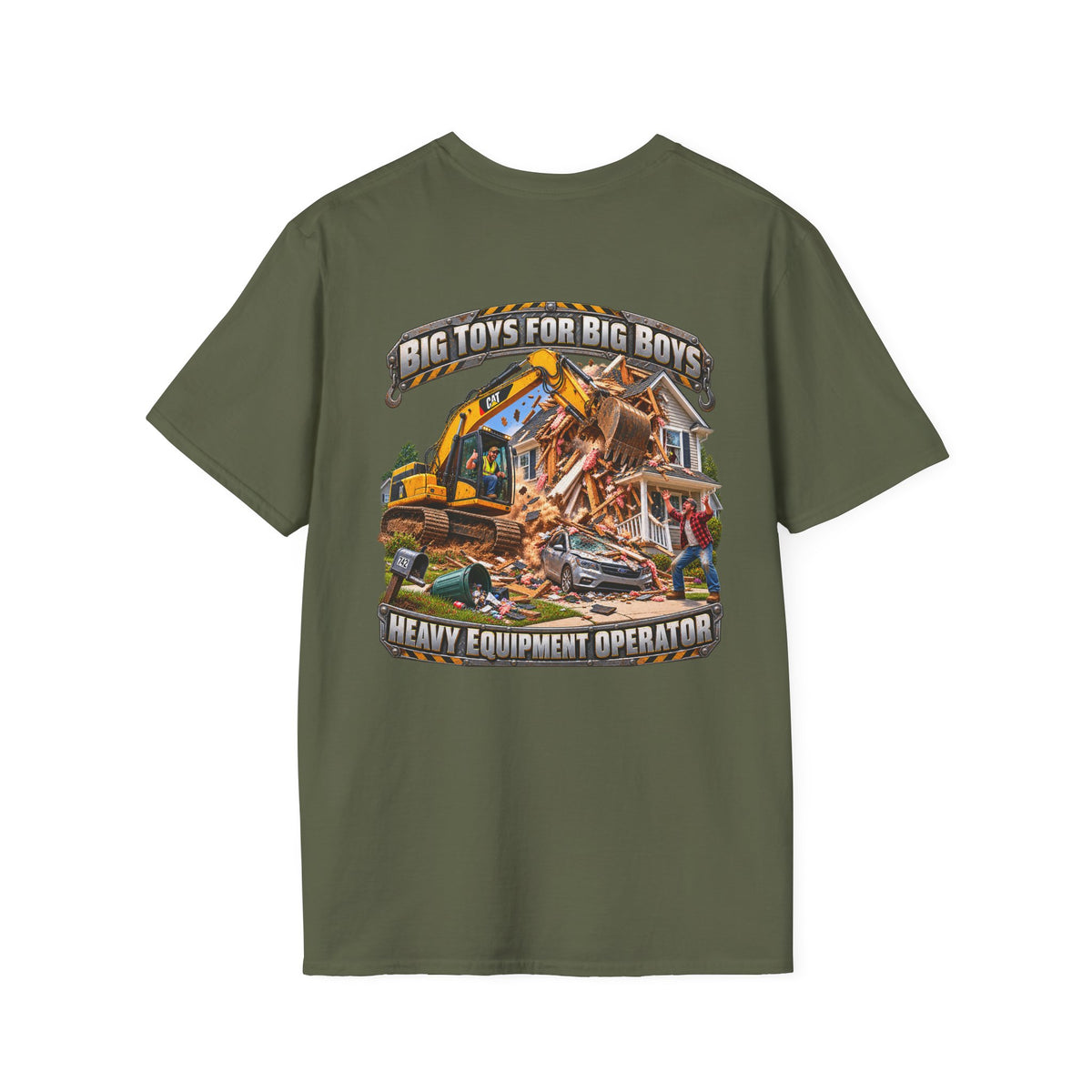 Funny Heavy Equipment Operator T-Shirt — "Big Toys for Big Boys" Construction Truck Graphic