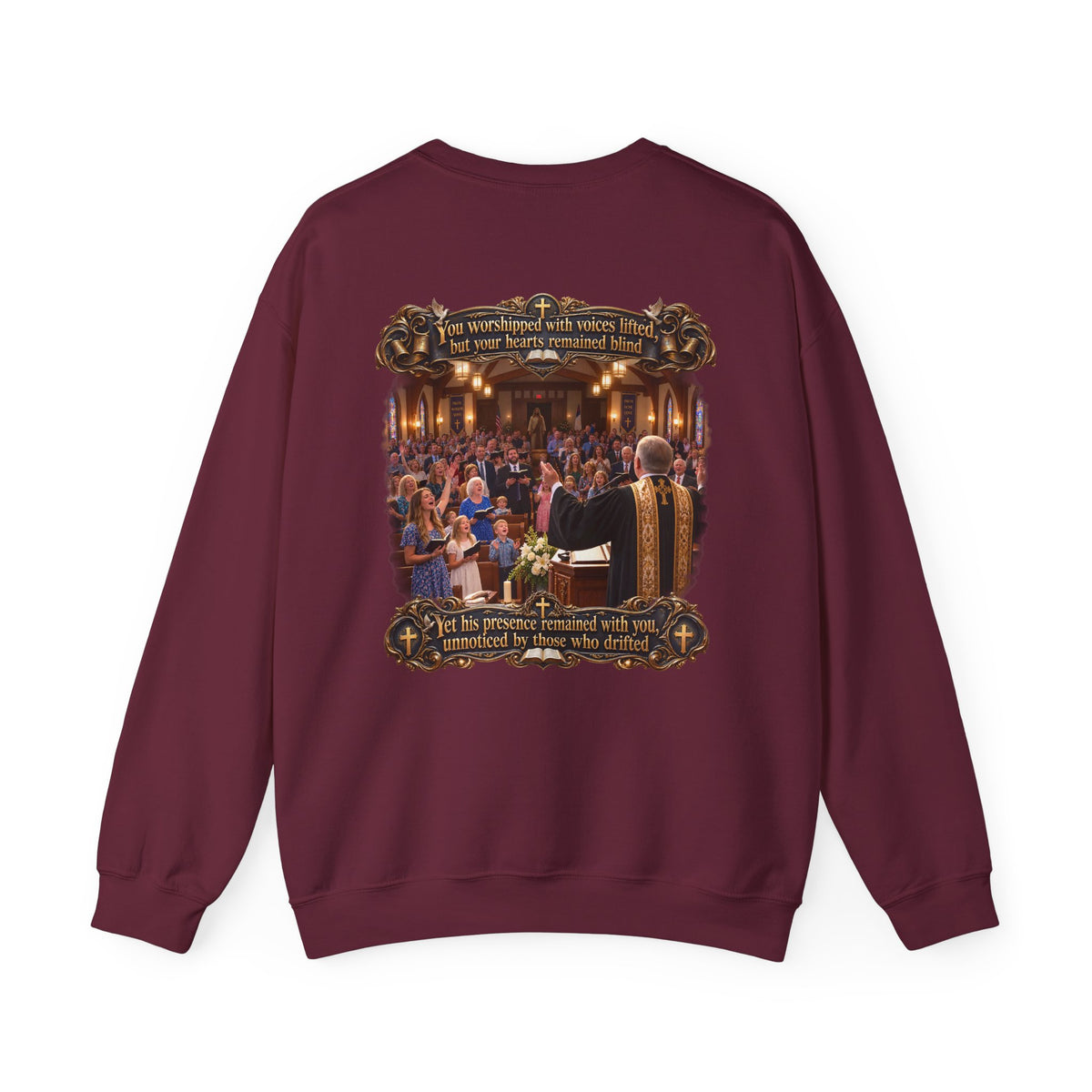 Religious Choir Scene Crewneck Sweatshirt — Church Service Illustration - Personalized