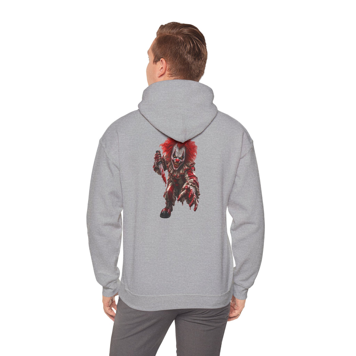 Horror Clown Graphic Hoodie — Creepy Red Pennywise Style Back Print - Personalized
