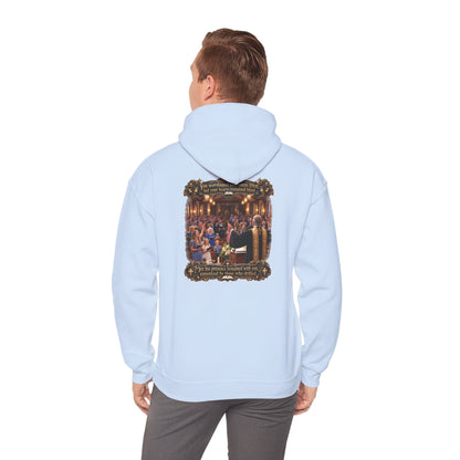 Religious Choir Scene Hoodie — Church Service Illustration