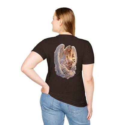 Angel Embrace T-Shirt — Serene Guardian Back Print - personalized