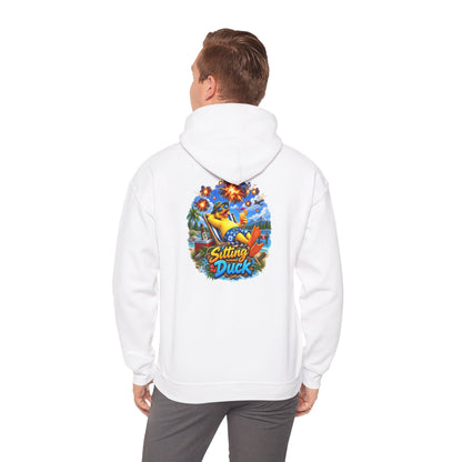 Sitting Duck Graphic Hoodie – Colorful Tropical Duck Illustration