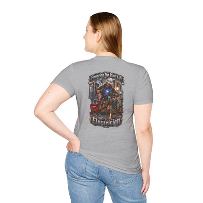 Electrician Crewneck T-Shirt — 'Powering Up Your Life' Tradesman Gift - Personalized