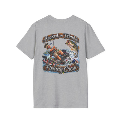 Fishing Crew T-Shirt — "Hooked on Trouble" Graphic T-Shirt - Personalized