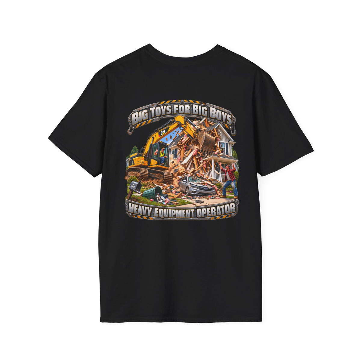Funny Heavy Equipment Operator T-Shirt — "Big Toys for Big Boys" Construction Truck Graphic