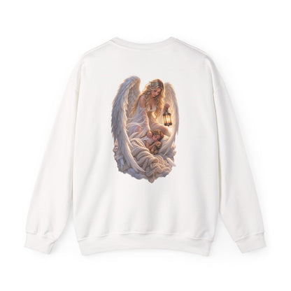 Angel Embrace Crewneck Sweatshirt — Serene Guardian Back Print - personalized