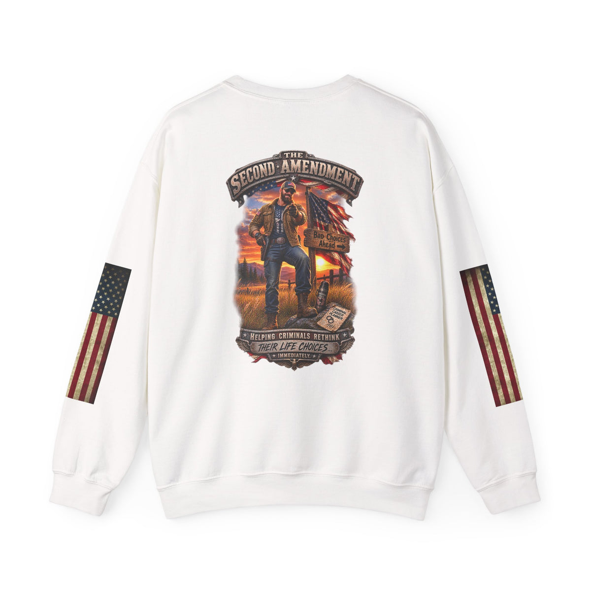 Veteran Tribute Crewneck Sweatshirt — American Flag Sleeve Patriotic Military Sweatshirt - Personalized