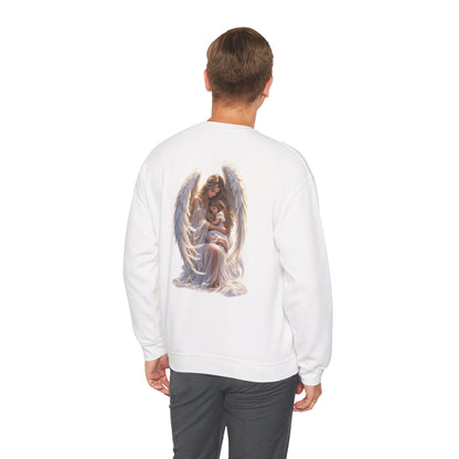 Angel Mother & Child Crewneck Sweatshirt – Serene Guardian Graphic Pullover