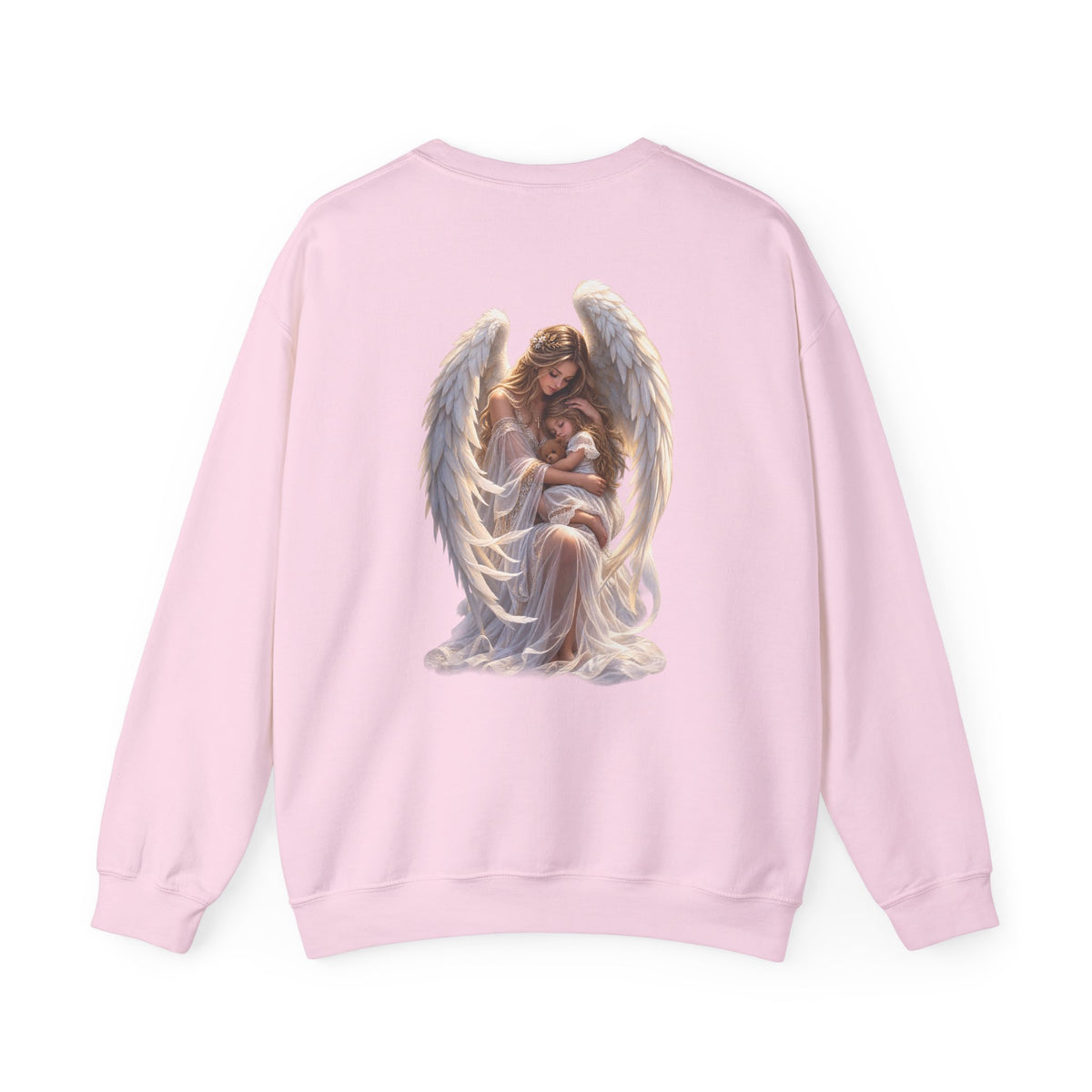 Angel Mother & Child Crewneck Sweatshirt – Serene Guardian Graphic Pullover - personalized