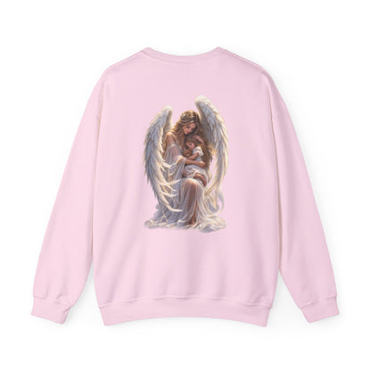Angel Mother & Child Crewneck Sweatshirt – Serene Guardian Graphic Pullover - personalized