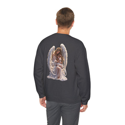 Angel Mother & Child Crewneck Sweatshirt – Serene Guardian Graphic Pullover - personalized