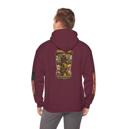 Patriotic Veteran Tribute Hoodie — American Flag Sleeves & Military Honor Back Print - Personalized