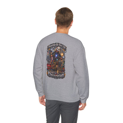 Electrician Crewneck Sweatshirt — 'Powering Up Your Life' Tradesman Gift