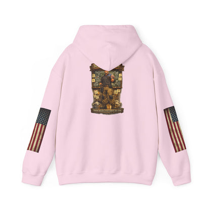 Patriotic Veteran Tribute Hoodie — American Flag Sleeves & Military Honor Back Print