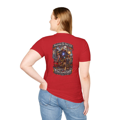 Electrician Crewneck T-Shirt — 'Powering Up Your Life' Tradesman Gift - Personalized