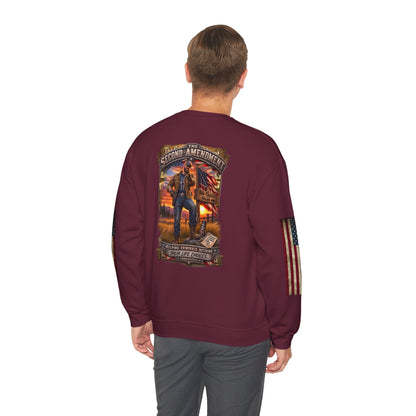 Veteran Tribute Crewneck Sweatshirt— American Flag Sleeve Patriotic Military Sweatshirt