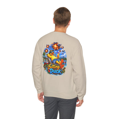 Sitting Duck Graphic Sweatshirt – Colorful Tropical Duck Illustration