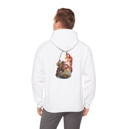 Hoodie - Koi Fish Garden Back Print Hoodie (Japanese Pond, Tranquil Zen Design)