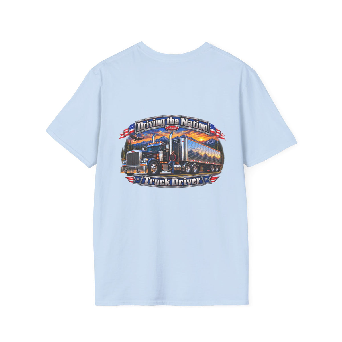 Truck Driver Crewneck T-Shirt— "Driving the Nation" Patriotic Semi-Truck Design - Personalized
