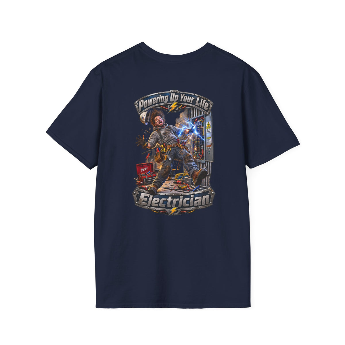 Funny Electrician Crewneck T-Shirt — 'Powering Up Your Life' Tradesman Gift - Personalized