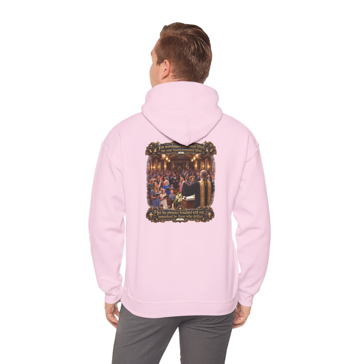 Religious Choir Scene Hoodie — Church Service Illustration