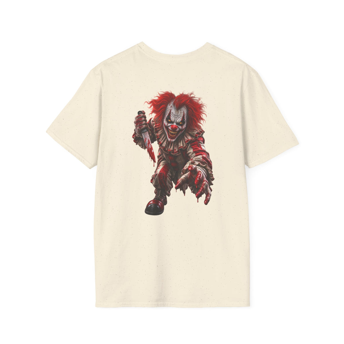 Horror Clown Graphic T-Shirt — Creepy Red Pennywise Style Back Print - Personalized