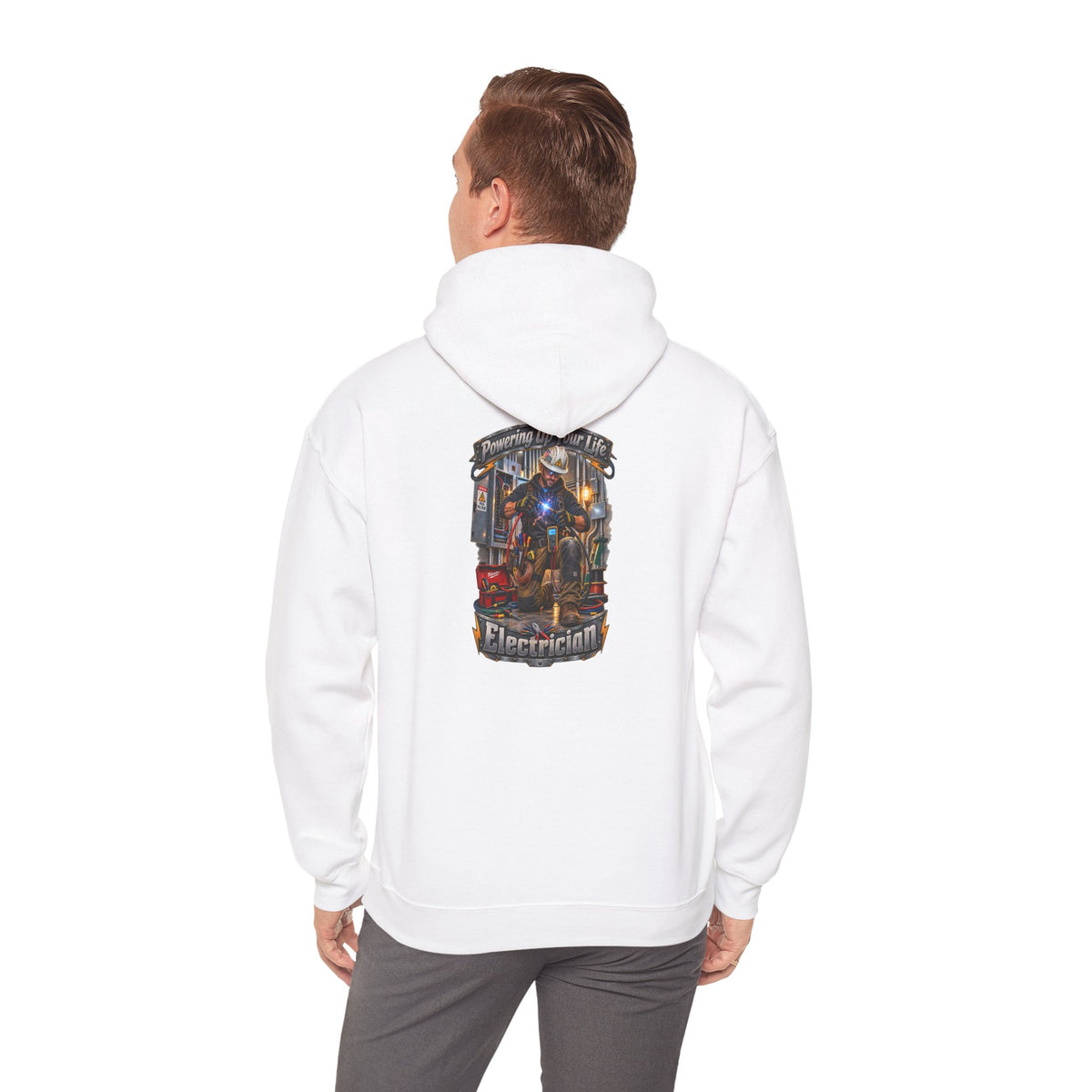 Electrician Hoodie — 'Powering Up Your Life' Tradesman Gift
