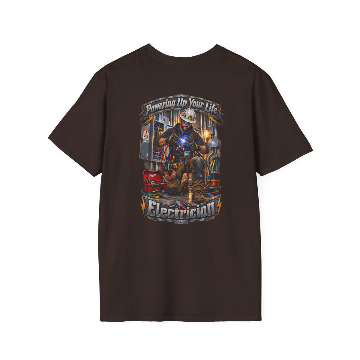 Electrician T-Shirt — 'Powering Up Your Life' Tradesman Gift