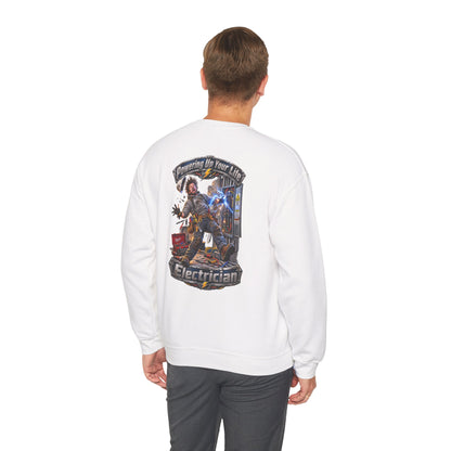 Funny Electrician Crewneck Sweatshirt — 'Powering Up Your Life' Tradesman Gift